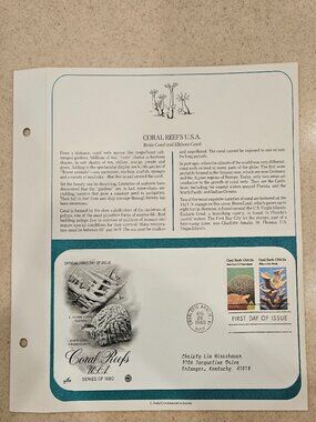 RARE COLLECTIBLE USPS 1ST DAY ISSUE COVER CORAL REEFS USA STAMP ENVELOPE FDC 2
